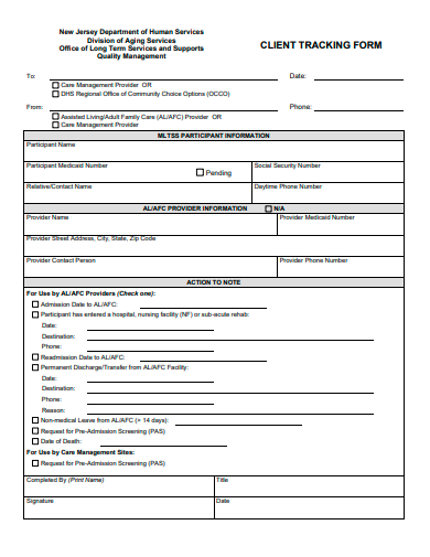 client tracking form