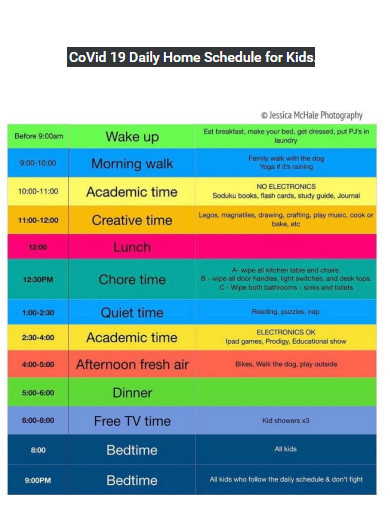 covid 19 daily home schedule for kids