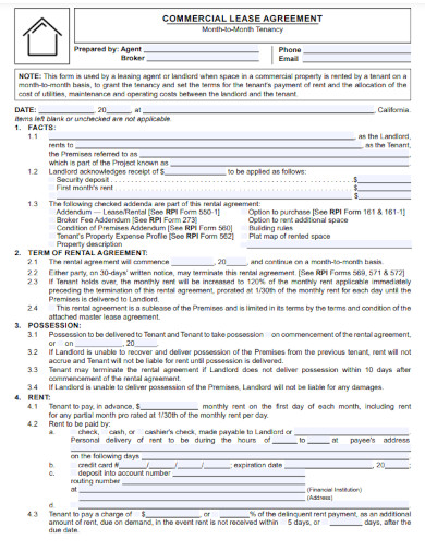 commercial business lease agreement