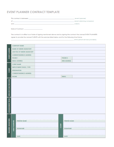 company event planner contract