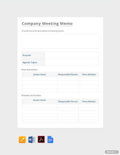 company meeting memo template