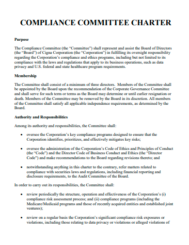 compliance committee charter