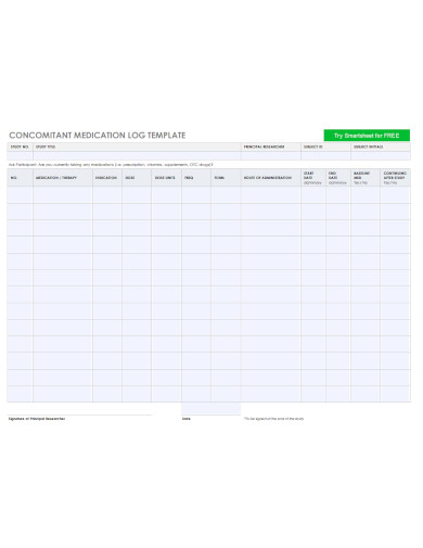 concomitant medication log 