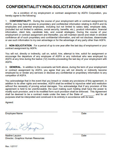 confidentiality non solicitation agreement