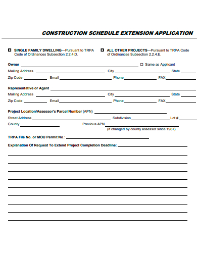 construction schedule extension application