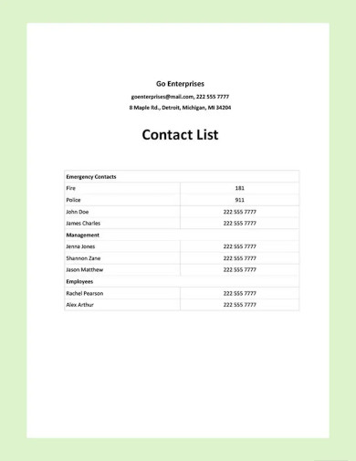 contact list