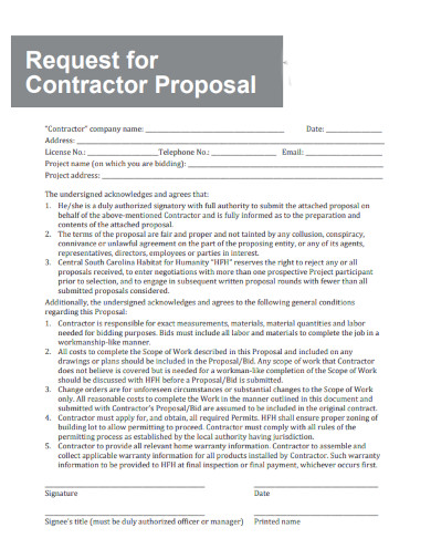 contractor request for proposal template