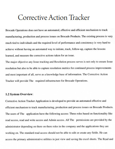 corrective action tracker