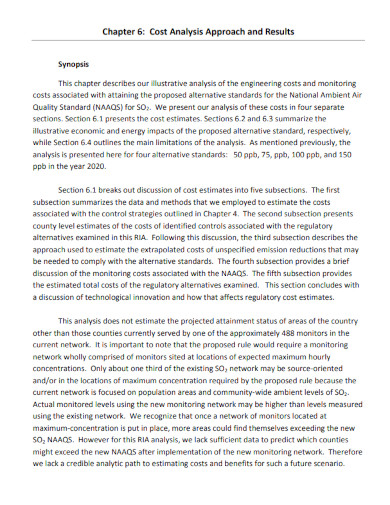 cost analysis approach and results