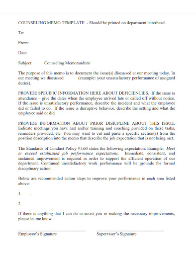 counselling memo template 