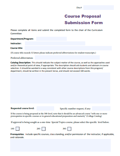 course proposal submission form