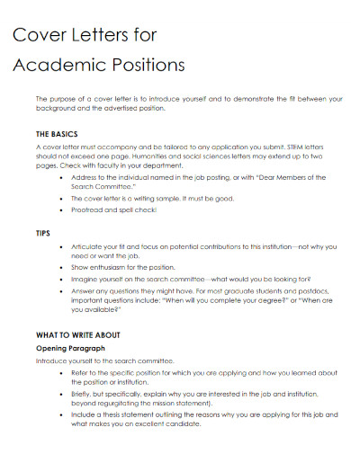 cover letters for academic positions