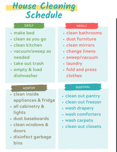 daily house cleaning schedule