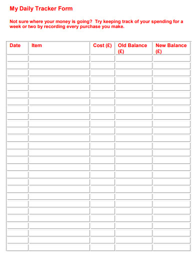 daily tracker form