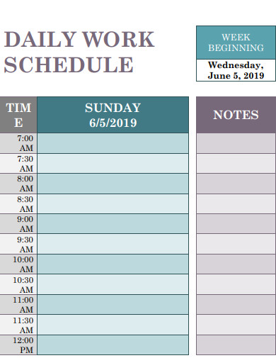 daily work schedule