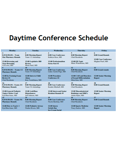 daytime conference schedule