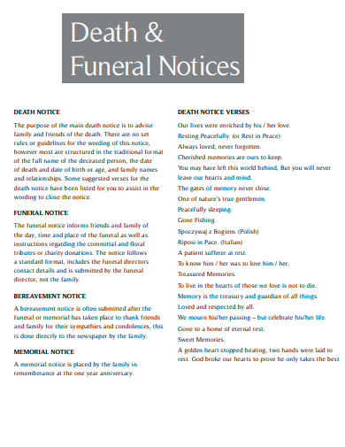 death and funeral notice