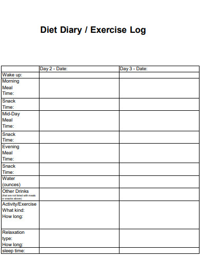 diet dairy exercise log