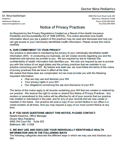 doctor notice of privacy practices