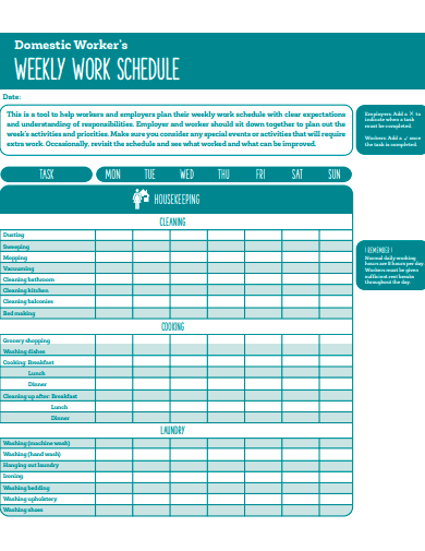 domestic workers weekly work schedule1