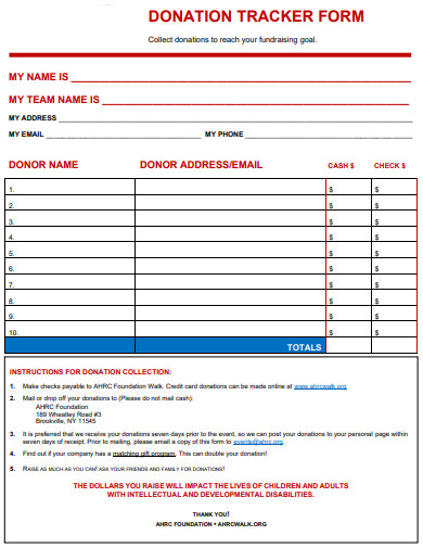 donation tracker form