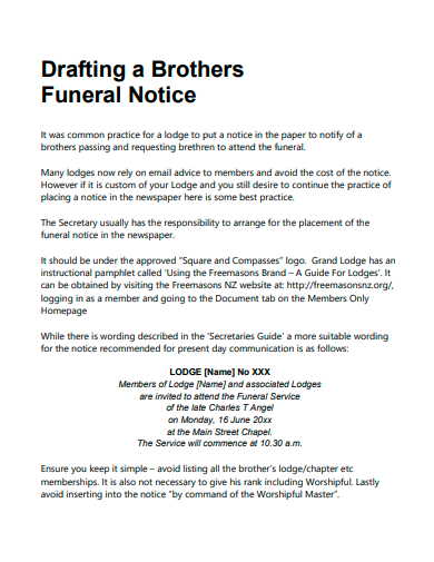 draft funeral notice