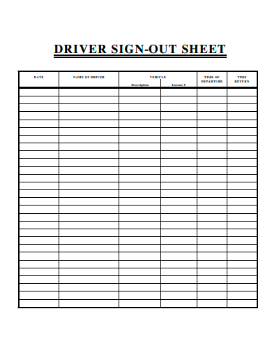 driver sign out sheet