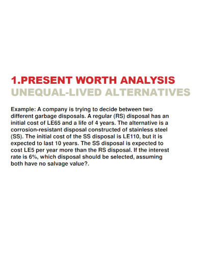 economic evaluation analysis of alternatives