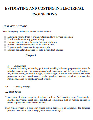 electrical engineering estimate