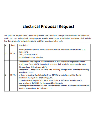 electrical proposal request