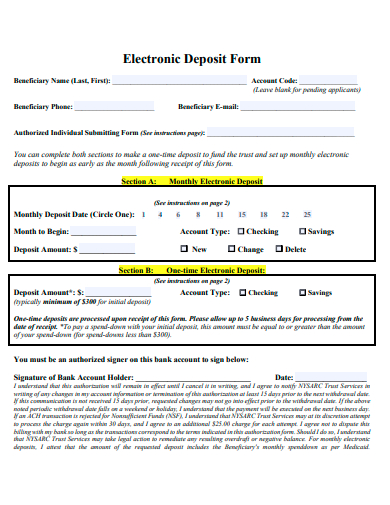electronic deposit form