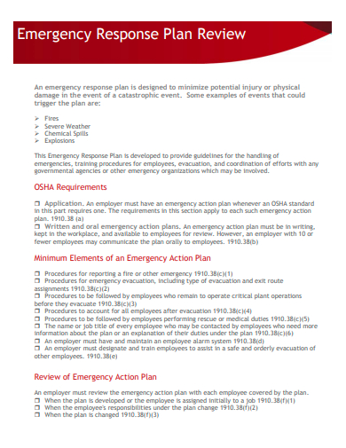emergency response plan review