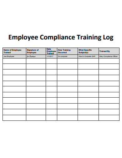 employee compliance training log