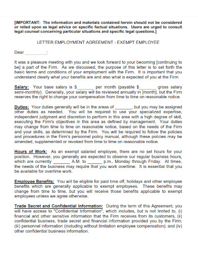 employee letter agreement template