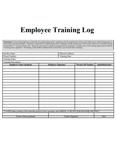 employee training log
