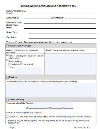 employee working agreement template