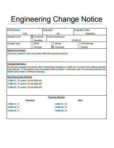 FREE 10 Engineering Change Notice Samples In PDF
