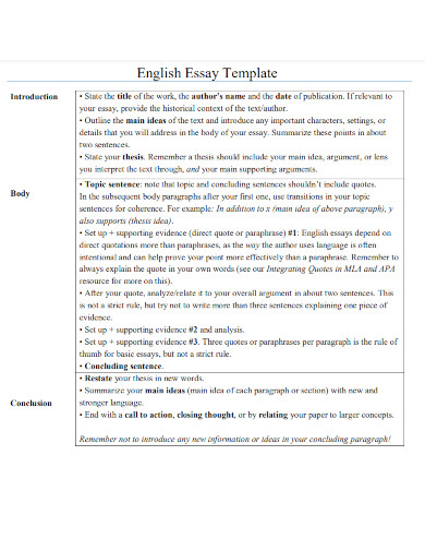 english essay template