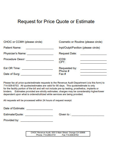 estimate price quote