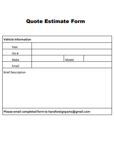 estimate quote form