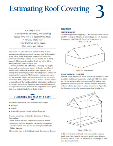 estimating roof covering template
