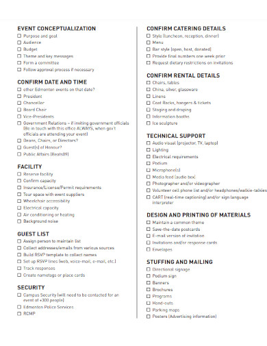 event managment guest checklist 