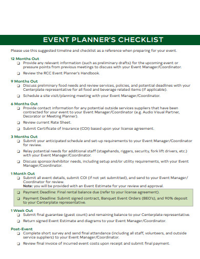 event planner checklist