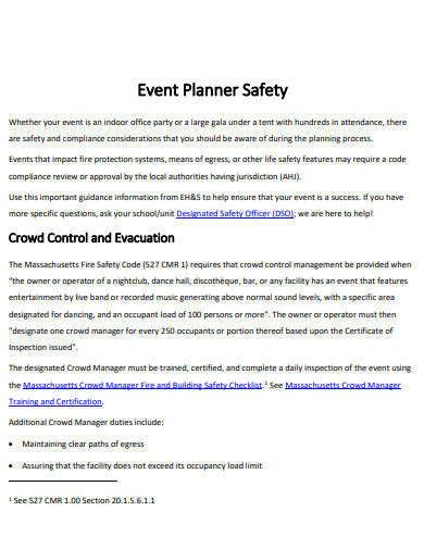 event planner safety 