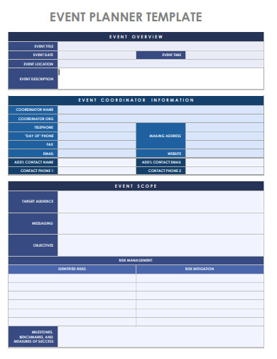 event planner template