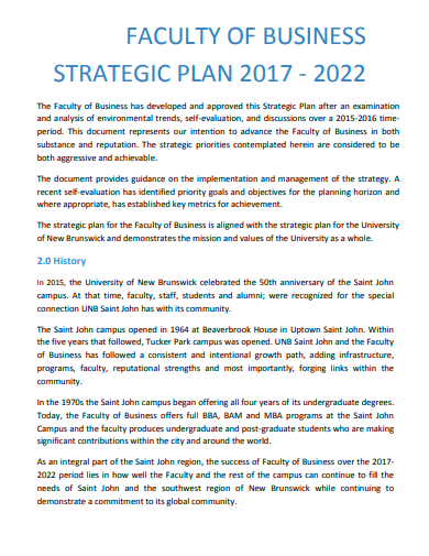 faculty of business strategic plan