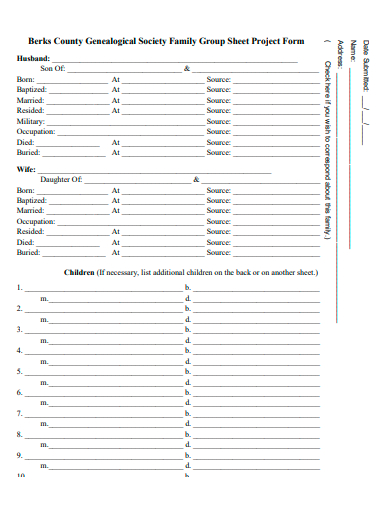 family group sheet project form