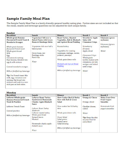 family meal menu planner 