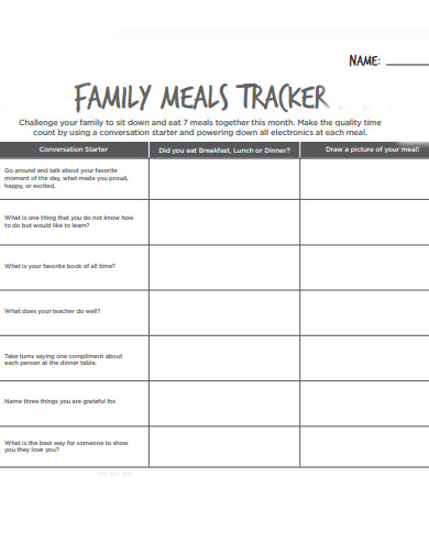 family meal tracker