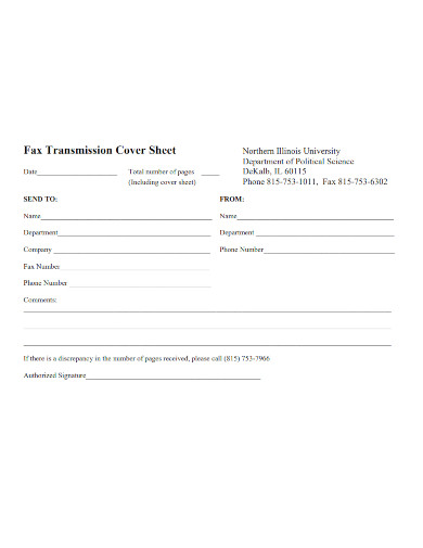 fax transmission cover sheet